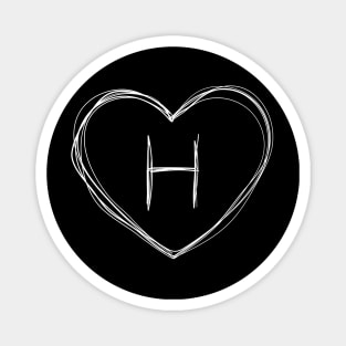 Letter H with heart frame in lineart style Magnet